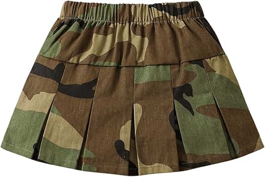 Amazon.com: RoseSeek Girl's Flared Camo Pleated Skirt
